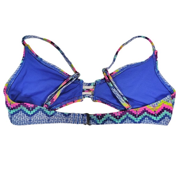 Roxy Bikini Top Womens Small Neon Florescent Blue Pink Yellow Boho Abstract - Picture 8 of 11